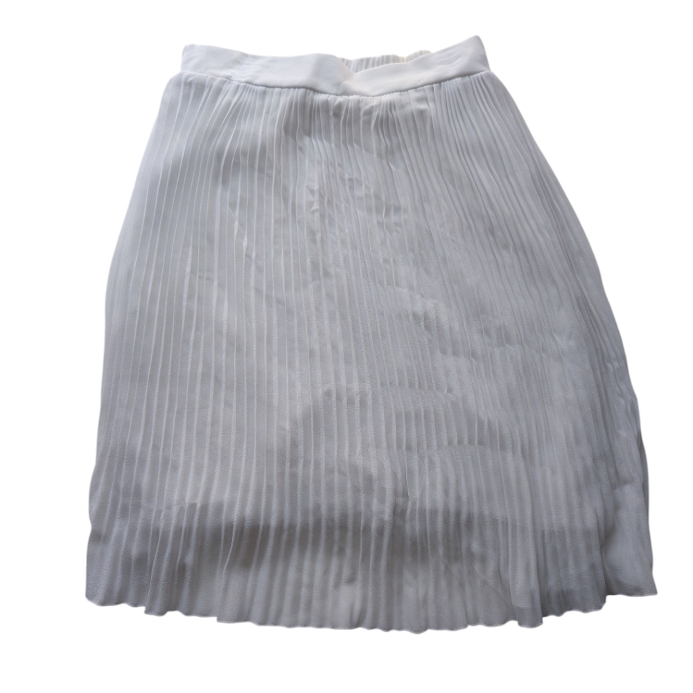 Consigned NWT - Wall Street - White Crystal Pleated Chiffon-like Skirt